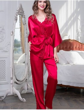 Атласный комплект тройка Mia-Amore MARISIA 8586 красный, Цвет: красный, Размеры: S