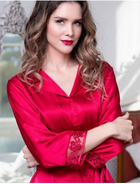 Атласная рубашка-халат Mia-Amore MARISIA 8587 красный, Цвет: красный, Размеры: M, изображение 3