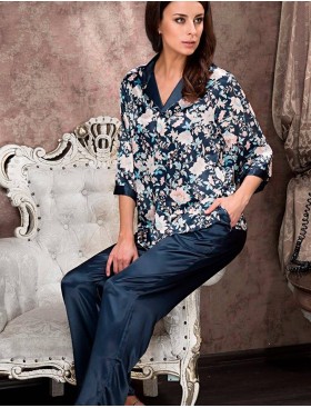 Пижамный комплект из шелка Mia-Amore EMILIA 5966, Цвет: синий, Размеры: L