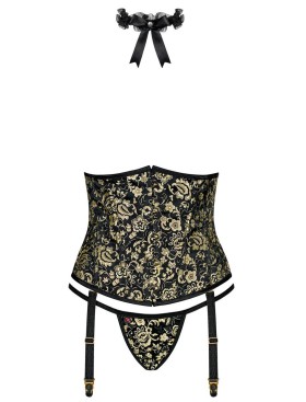 Корсет с трусиками Obsessive SHELLE CORSET, Цвет: черный, Размеры: S/M, изображение 3