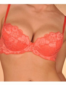 Кружевной бюстгальтер пуш-ап Orhideja 116-208 коралл, Цвет: коралл, Размеры: 90B