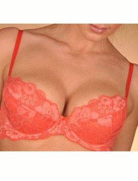 Кружевной бюстгальтер пуш-ап Orhideja 116-208 коралл, Цвет: коралл, Размеры: 90B, изображение 2