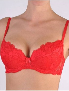 Кружевной бюстгальтер пуш-ап Orhideja 116-208 красный, Цвет: красный, Размеры: 80C