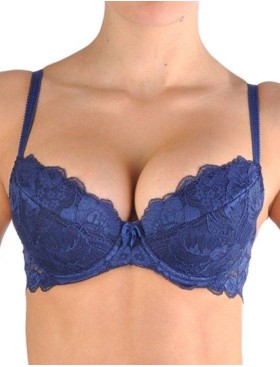 Кружевной бюстгальтер пуш-ап Orhideja 116-208 темно-синий, Цвет: темно-синий, Размеры: 75D