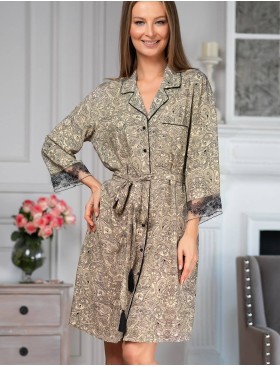 Рубашка-халат с поясом Mia-Amore DOMINICA 1267, Цвет: бежевый, Размеры: 5XL