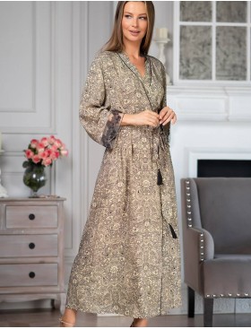 Длинный халат кимоно Mia-Amore DOMINICA 1269, Цвет: бежевый, Размеры: 4XL/5XL, изображение 3