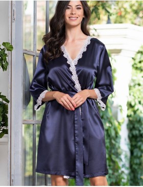 Атласный халат-кимоно Mia-Mella JULIA 8733 синий, Цвет: синий, Размеры: L/XL