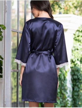 Атласный халат-кимоно Mia-Mella JULIA 8733 синий, Цвет: синий, Размеры: L/XL, изображение 2