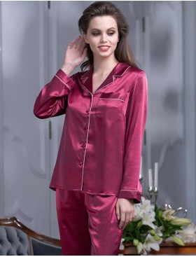 Атласный пижамный комплект тройка Mia-Mella JULIA 8735 ягодный, Цвет: ягодный, Размеры: XL, изображение 3