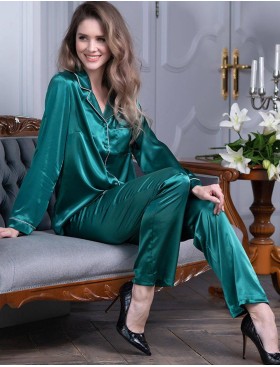 Атласный комплект-двойка Mia-Mella JULIA 8736 малахит, Цвет: малахит, Размеры: XS, изображение 3