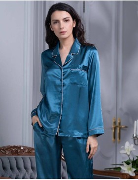 Атласный пижамный комплект тройка Mia-Mella JULIA 8735 сапфир, Цвет: сапфир, Размеры: XS, изображение 4