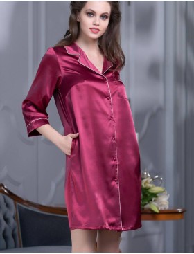 Атласная ночная рубашка Mia-Mella JULIA 8737 ягодный, Цвет: ягодный, Размеры: S