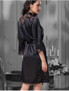 Атласный халат кимоно Mia-Amore MADISON 8923, Цвет: черный, Размеры: L/XL, изображение 2