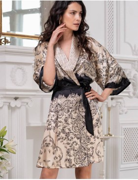 Халат-кимоно шелковый Mia-Amore PENELOPA 3693, Цвет: бежевый, Размеры: S/M