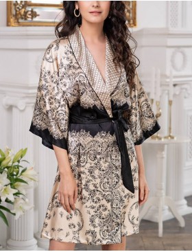 Халат-кимоно шелковый Mia-Amore PENELOPA 3693, Цвет: бежевый, Размеры: S/M, изображение 3