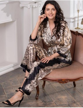 Шелковый пижамный комплект Mia-Amore PENELOPA 3696, Цвет: бежевый, Размеры: M, изображение 3