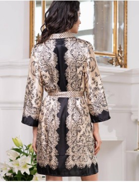 Шелковая рубашка-халат Mia-Amore PENELOPA 3697, Цвет: бежевый, Размеры: M, изображение 2