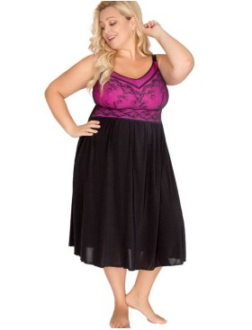 Ночная сорочка для пышной груди Akcent 539, Цвет: черный/фуксия, Размеры: L