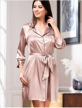 Шелковая рубашка-халат Mia-Amore GABRIELLA 3667, Цвет: капучино, Размеры: M