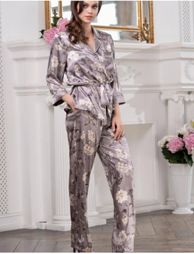 Шелковая пижама с брюками Mia-Amore GRACIA 3206, Цвет: серый, Размеры: M, изображение 3