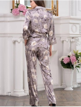 Шелковая пижама с брюками Mia-Amore GRACIA 3206, Цвет: серый, Размеры: M, изображение 2