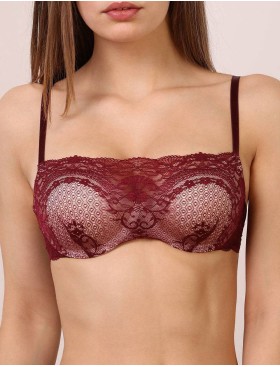 Бюстгальтер спейсер с кружевным оформлением Orhideja 539-385 бургунди/серебристый пион, Цвет: бургунди/пион, Размеры: 70D