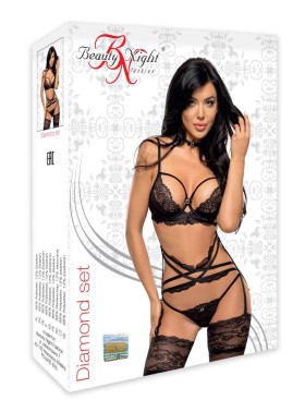 Сексуальный комплект Beauty Night DIAMOND SET черный, Цвет: черный, Размеры: S/M, изображение 3
