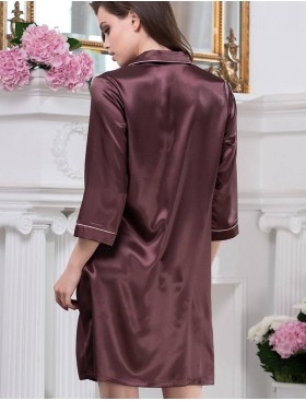 Атласная ночная рубашка Mia-Mella JULIA 8737 шоколадный, Цвет: шоколадный, Размеры: M, изображение 2