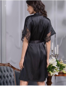 Шелковый халат Mia-Amore WHITE SWAN 3557 черный, Цвет: черный, Размеры: L/XL, изображение 2