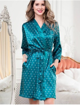 Атласный халат кимоно Mia-Mella CLEVER 8943 изумрудный, Цвет: изумруд, Размеры: L/XL