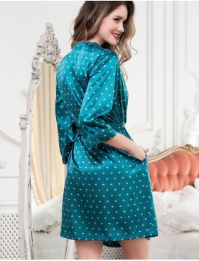 Атласный халат кимоно Mia-Mella CLEVER 8943 изумрудный, Цвет: изумруд, Размеры: L/XL, изображение 2