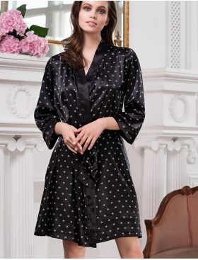 Атласный халат кимоно Mia-Mella CLEVER 8943 черный, Цвет: черный, Размеры: S/M, изображение 3