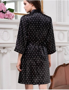Атласный халат кимоно Mia-Mella CLEVER 8943 черный, Цвет: черный, Размеры: S/M, изображение 2