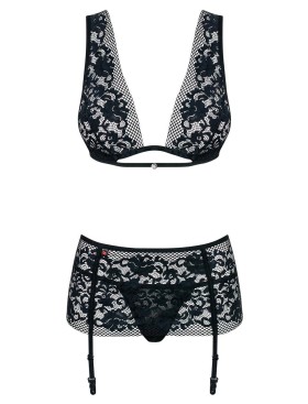 Сексуальный комплект с поясом Obsessive FIGUREA SET, Цвет: черный, Размеры: L/XL, изображение 3