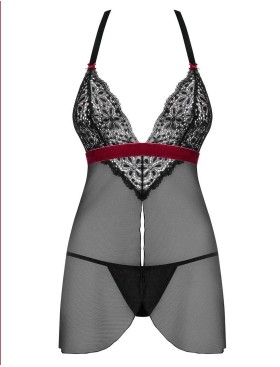 Соблазнительный бэби-долл + стринги Obsessive ROSSITA BABYDOLL, Цвет: черный, Размеры: L/XL, изображение 3