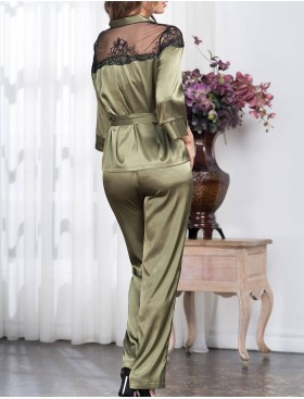 Шелковый брючный комплект Mia-Amore OLIVIA 3646 оливковый, Цвет: оливковый, Размеры: S, изображение 2