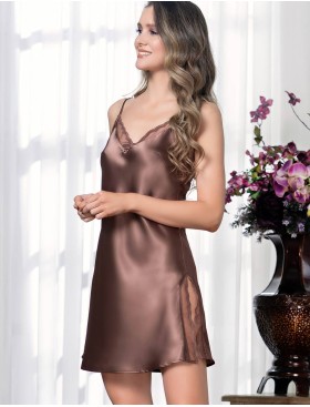 Атласная ночная сорочка Mia-Amore MARGARET 8970, Цвет: капучино, Размеры: L, изображение 4