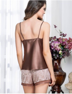 Атласная пижама с шортами Mia-Amore MARGARET 8972, Цвет: капучино, Размеры: S, изображение 2