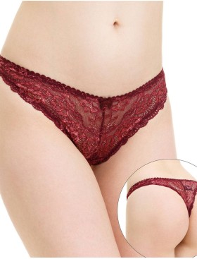 Трусы стринги биколорное кружево Simona M 003 бордо-роза, Цвет: бордо-роза, Размеры: S