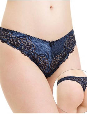 Трусы стринги биколорное кружево Simona M 003 ночь, Цвет: ночь, Размеры: S