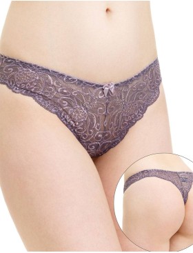 Трусы стринги биколорное кружево Simona M 003 серо-туман, Цвет: серо-туман, Размеры: L