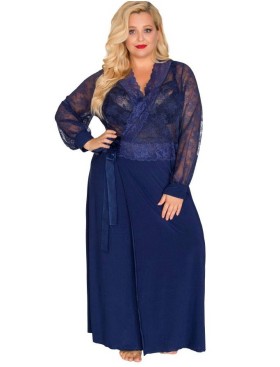 Длинный пеньюар Akcent 552 темно-синий, Цвет: темно-синий, Размеры: L