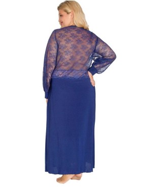 Длинный пеньюар Akcent 552 темно-синий, Цвет: темно-синий, Размеры: L, изображение 2