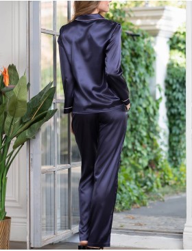 Атласный пижамный комплект Mia-Mella JULIA 8736 синий, Цвет: синий, Размеры: S, изображение 2