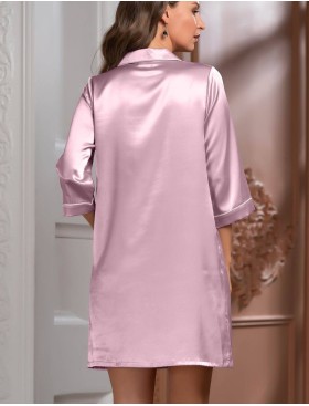 Атласная ночная рубашка Mia-Mella JULIA 8737 пудра, Цвет: пудра, Размеры: M, изображение 2