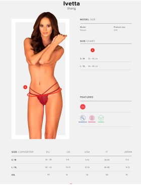 Трусики стринги Obsessive IVETTA THONG, Цвет: рубин, Размеры: L/XL, изображение 5