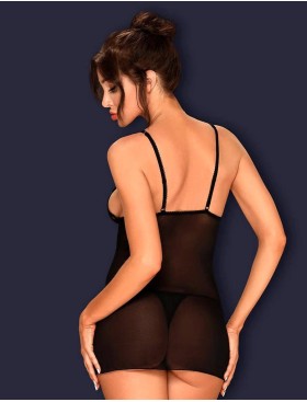 Сексуальная сорочка с трусиками Obsessive LUCITA CHEMISE, Цвет: черный, Размеры: S/M, изображение 2