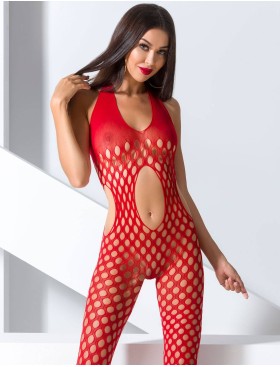 Эротический комбинезон сетка Passion BS 065 red, Цвет: красный, Размеры: S/M