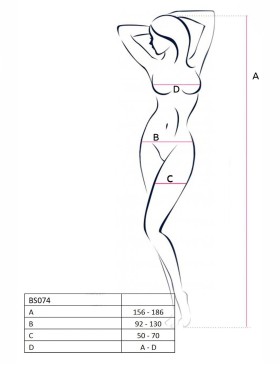 Эротический комбинезон сетка Passion BS 074 red, Цвет: красный, Размеры: S/M, изображение 3