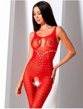Эротический комбинезон сетка Passion BS 078 red, Цвет: красный, Размеры: S/M